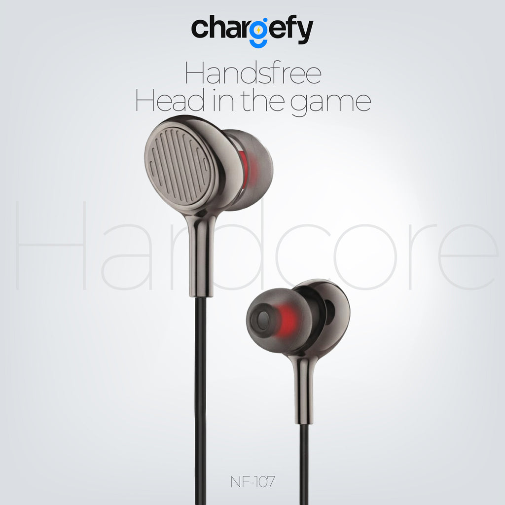 NF-107 Gaming Stereo Earphones - Metal Housing with Mic & Bass Boost