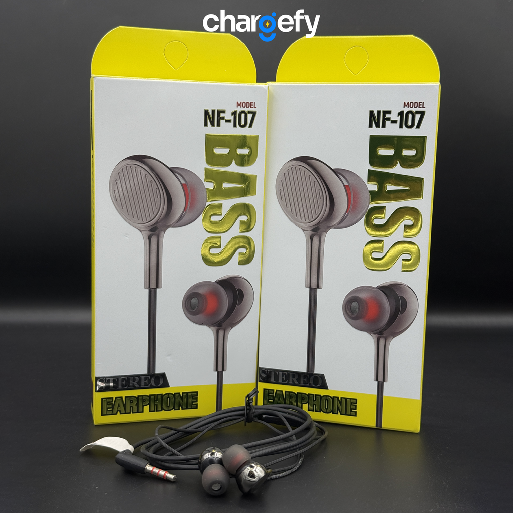 NF-107 Gaming Stereo Earphones - Metal Housing with Mic & Bass Boost